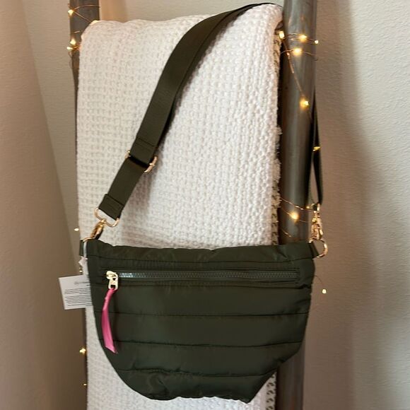Pretty Simple Jolie Puffer Bum Bag in Olive - Picture 1 of 7